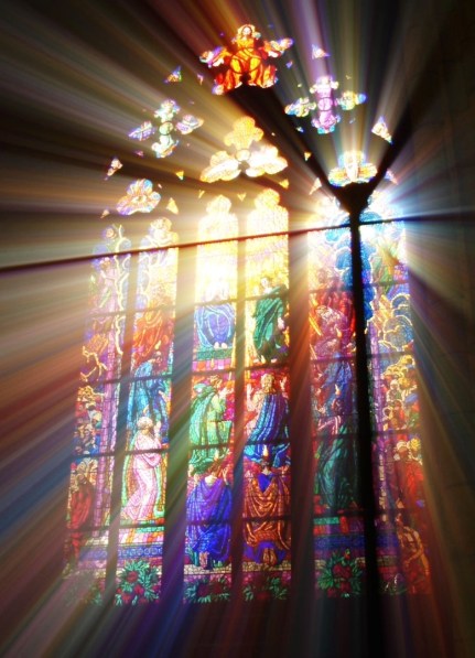 slained glass shining light